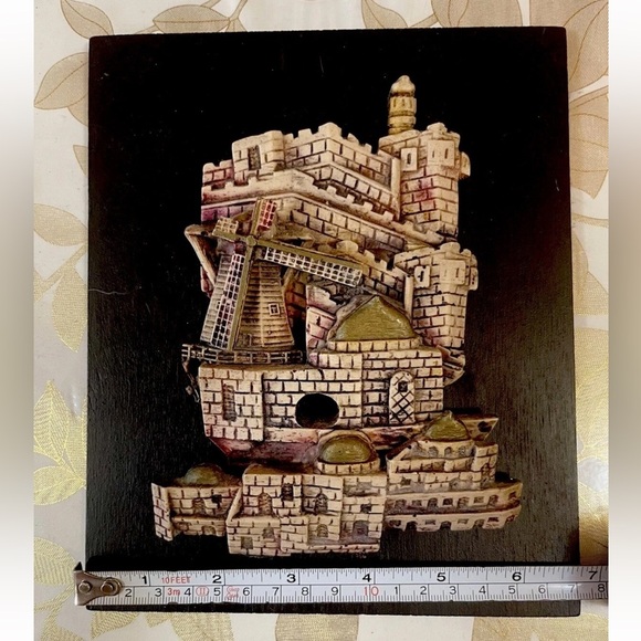 VTG Decorative Jerusalem Israel Middle Eastern Plaque Sculpture Ceramic Windmill - Picture 8 of 11